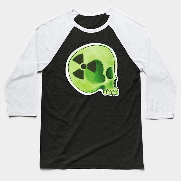 Radioactive Green Skull Baseball T-Shirt by Metal Tea